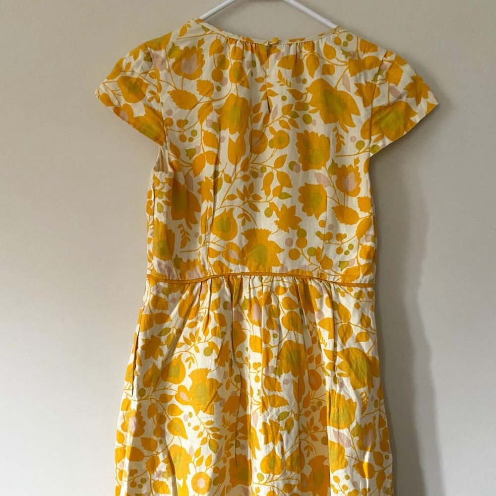 Cheerful Yellow Floral Linen Dress From Boden Size 6us - Gem